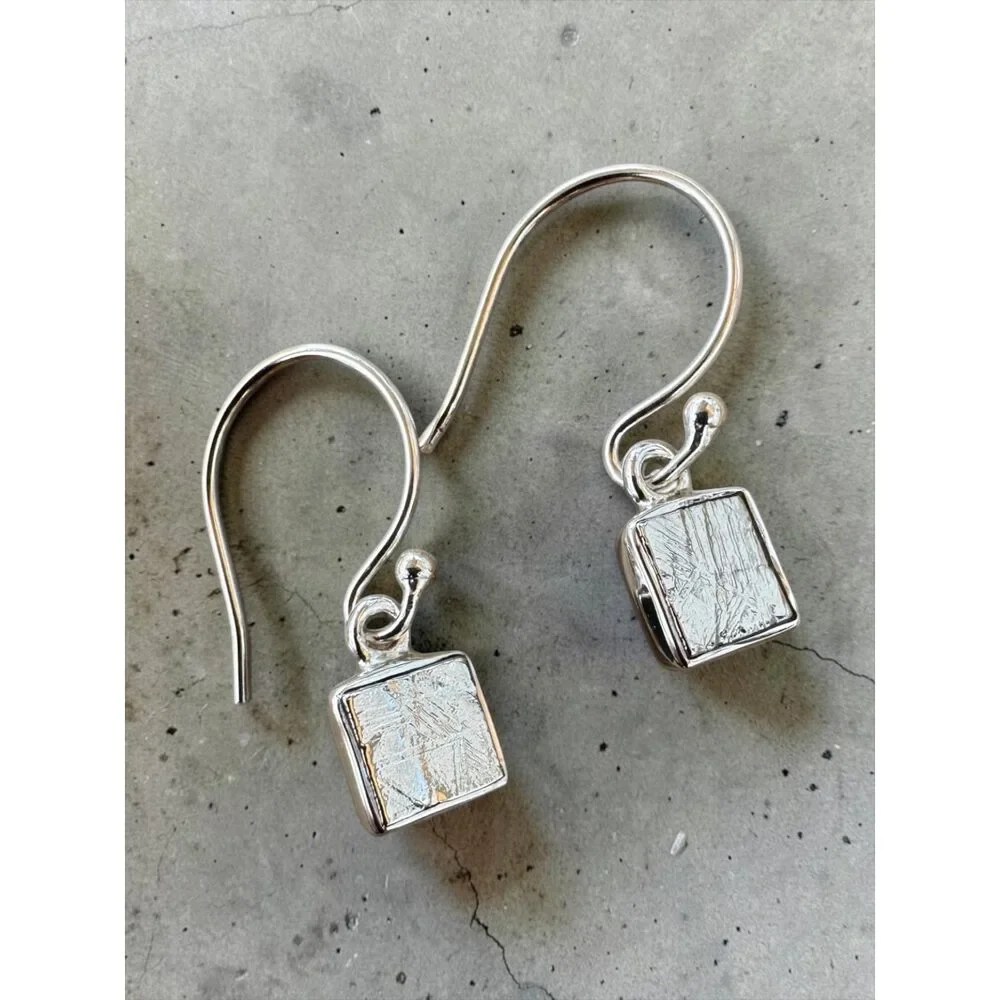Meteorite Solid 925 Sterling Silver Earrings